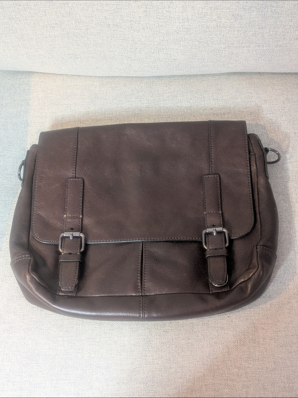 Fossil Brown Genuine Leather Messenger Bag Crossbody Satchel Laptop Work Bag